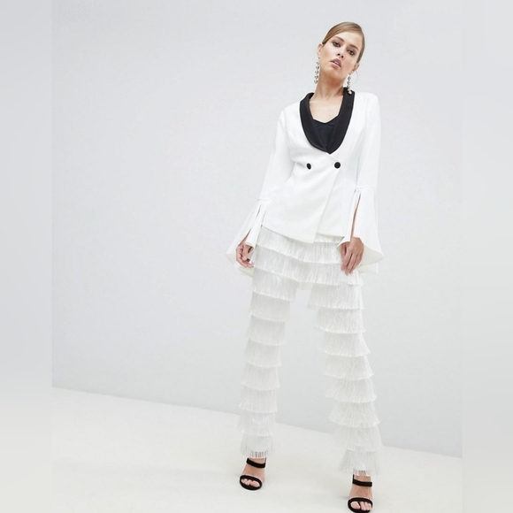 Lavish Alice Pants - Lavish Alice White Fringe Trousers Sz XS
